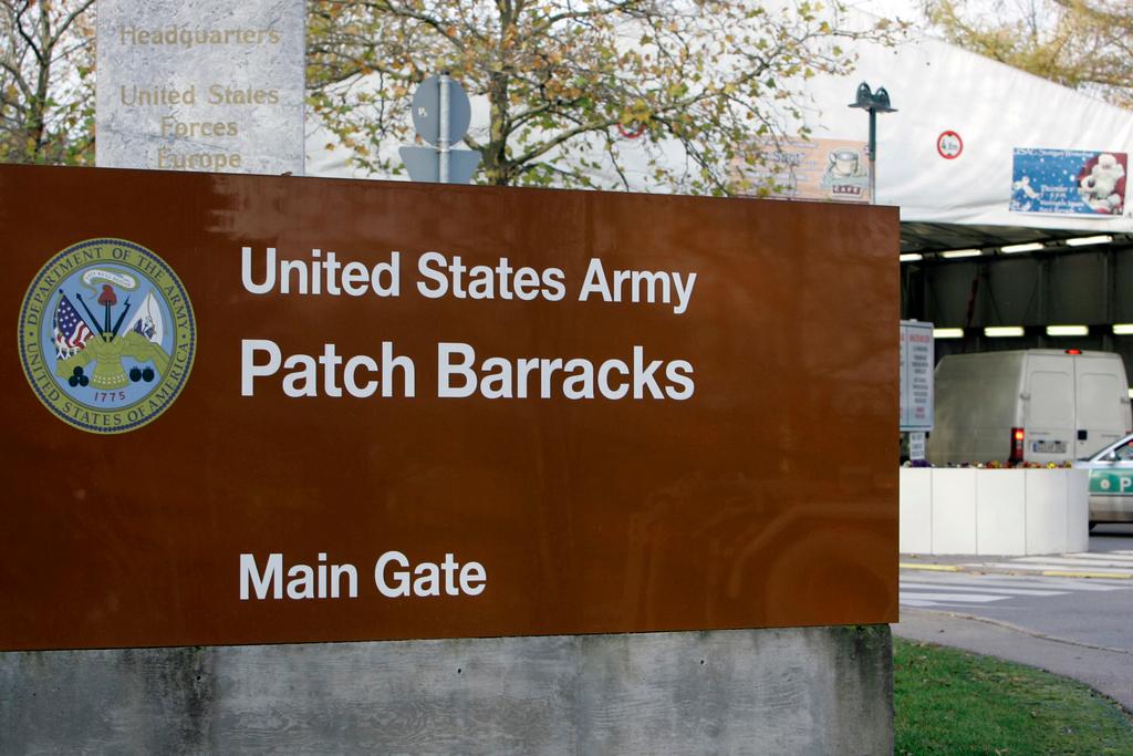 Main entrance for the U.S. Army Patch Barracks in Stuttgart, Germany